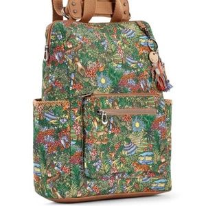 Sakroots Green & Tan Bali Wana Loyola Convertible Backpack